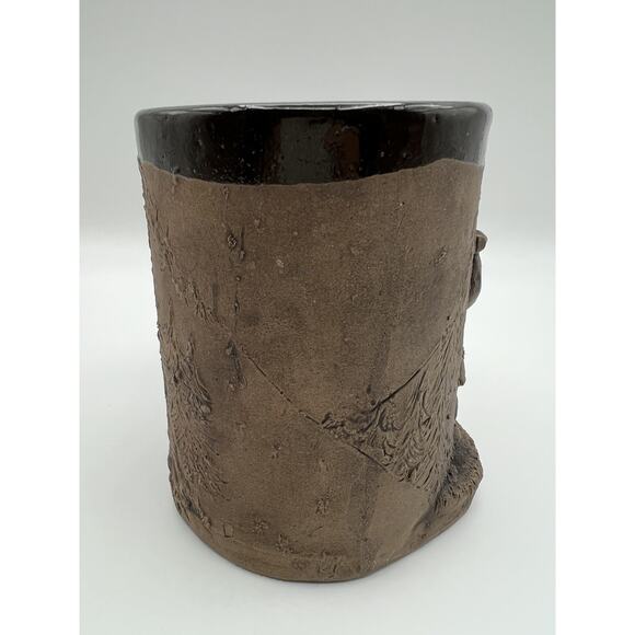 N Eastman Art Pottery 12oz Cocoa Coffee Mug Watchful Hunter & Deer Signed 1975 - Picture 5 of 10